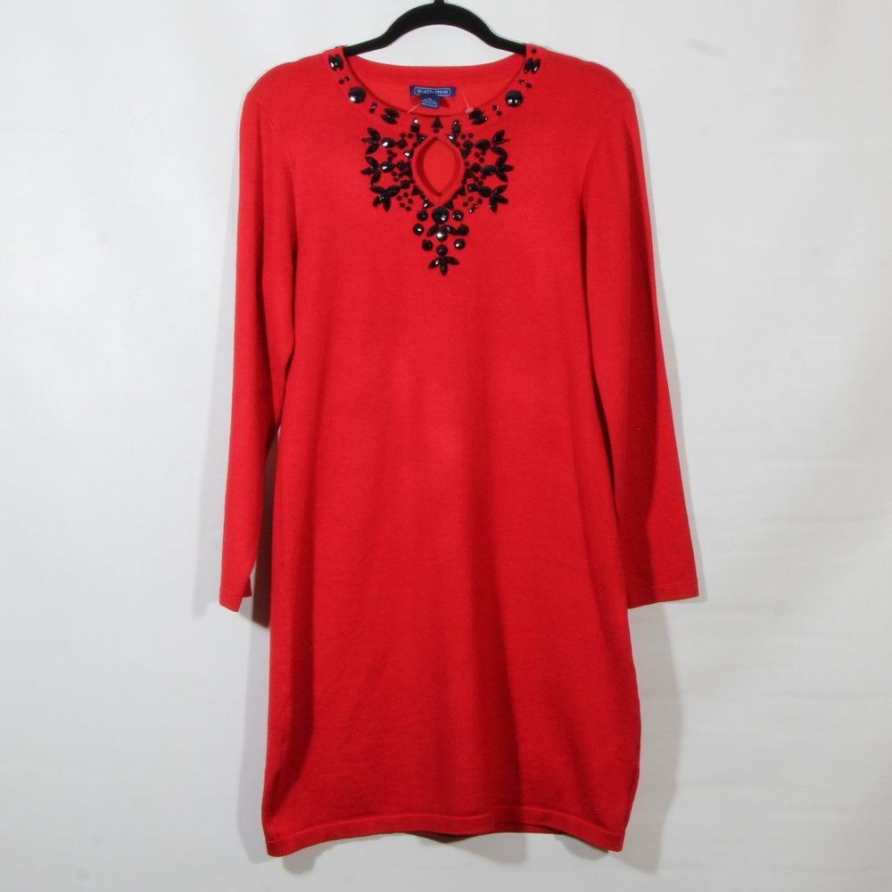 Select + Trend Red Black Bejeweled Mini Cocktail Dress Size Medium